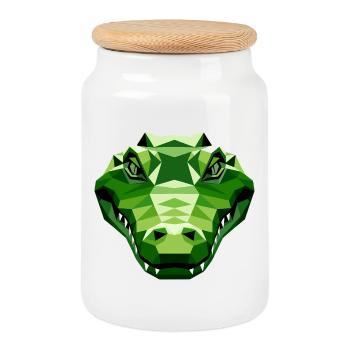 Krokodil Alligator Reptilien Kroko Liebe Krokodile - Keksdose mit Holzdeckel - Weiß - Vorne