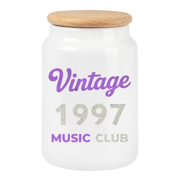 Vintage 1997 Music Club Année de naissance rétro Vintage - Boîte à biscuits avec couvercle en bois - blanc - Devant