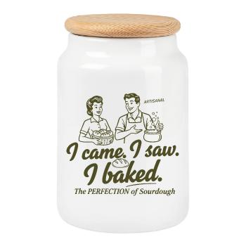 Pain au levain Je suis venu J’ai vu que j’avais fait du pain au levain - Boîte à biscuits avec couvercle en bois - blanc - Devant