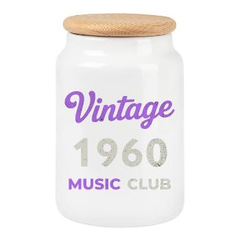 Vintage 1960's Music Club Retro Année de naissance vintage - Boîte à biscuits avec couvercle en bois - blanc - Devant
