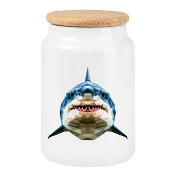 Requin Requin tigre Plongeur Requins mignons Grand requin blanc - Boîte à biscuits avec couvercle en bois - blanc - Devant