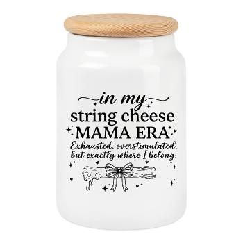 In My String Cheese Mama Era Funny Mom Shirt - Keksdose mit Holzdeckel - Weiß - Vorne