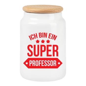 Super Professeur Étoiles Typographie Rouge et Blan - Boîte à biscuits avec couvercle en bois - blanc - Devant
