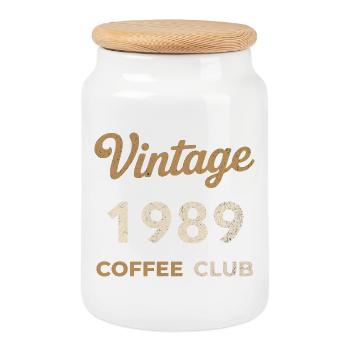 Vintage 1989 – Coffee Club Retro Geburtsjahr - Keksdose mit Holzdeckel - Weiß - Vorne