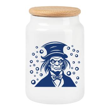 Ebenezer Scrooge Flat Porträtgrafik - Keksdose mit Holzdeckel - Weiß - Vorne