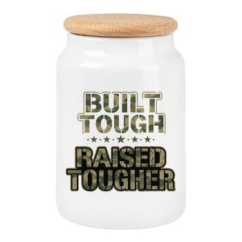 Army Mama Built Tough Raised Tougher - Keksdose mit Holzdeckel - Weiß - Vorne
