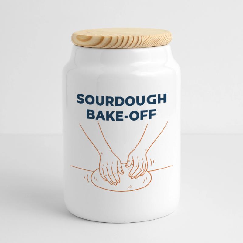 Sourdough Bake Off Bread Baking Baker Bread Making Cookie Jar with Wooden Lid