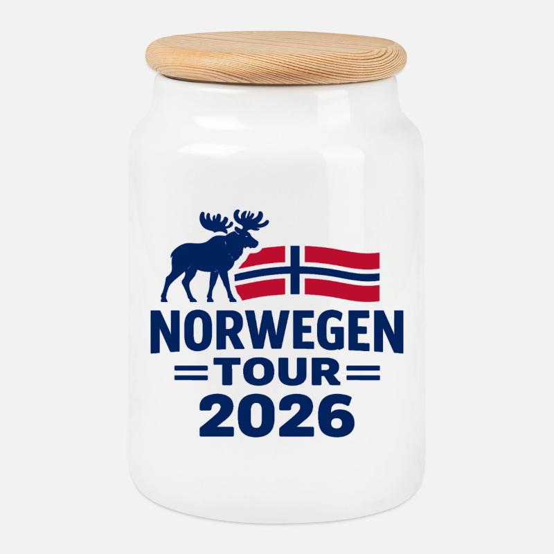 Norwegen Tour 2026 Geschenk Abenteuer - Keksdose mit Holzdeckel - Weiß
