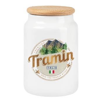 Tramin Trentino Südtirol Italien Vintage Souvenir - Keksdose mit Holzdeckel - Weiß - Vorne