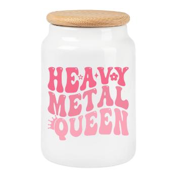 Reine du Heavy Metal en rétro rose - Boîte à biscuits avec couvercle en bois - blanc - Devant