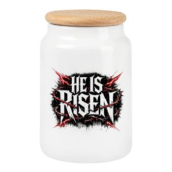 he is risen - Cookie Jar with Wooden Lid - white - Front