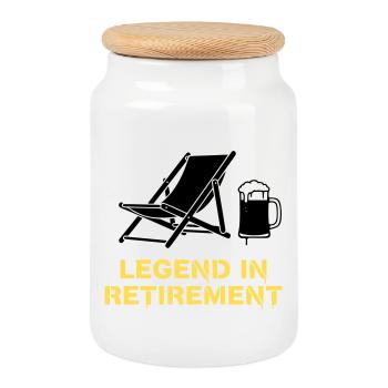Retired Legend Rente Liegestuhl - Keksdose mit Holzdeckel - Weiß - Vorne