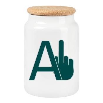 AI - Cookie Jar with Wooden Lid - white - Front