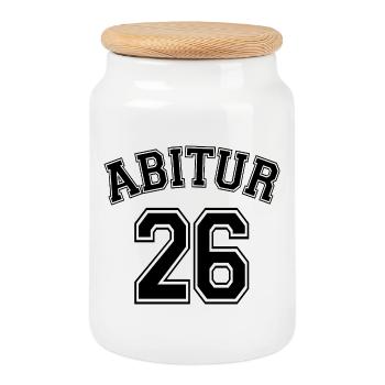 Abitur 26 | Abi Shirt | Enter your name - Cookie Jar with Wooden Lid - white - Front