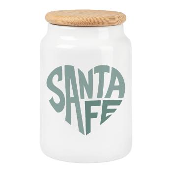 Santa Fe Schriftzug Herz - Keksdose mit Holzdeckel - Weiß - Vorne