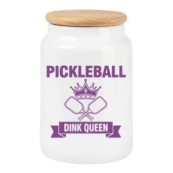 Pickleball Dink Queen Funny Player Love Pickleball - Cookie Jar with Wooden Lid - white - Front