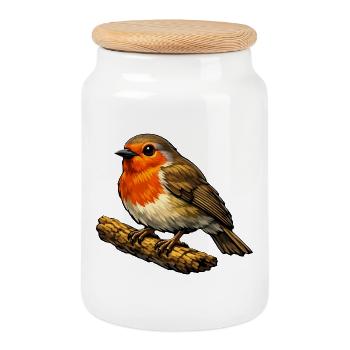 Robin dans le dessin animé de la tribu - Boîte à biscuits avec couvercle en bois - blanc - Devant