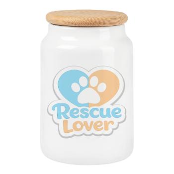 Rescue Lover Pfotenherz - Keksdose mit Holzdeckel - Weiß - Vorne