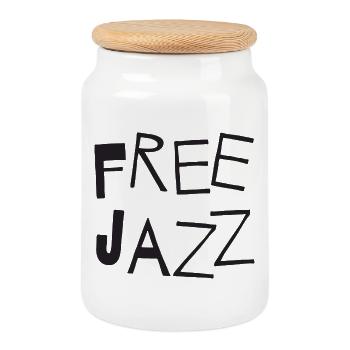 Lettres dessinées à la main de Free Jazz - Boîte à biscuits avec couvercle en bois - blanc - Devant