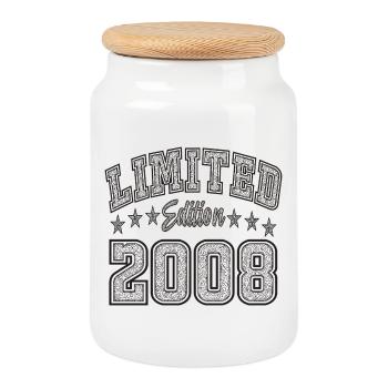 Édition limitée 2008 Vintage Birthday - Boîte à biscuits avec couvercle en bois - blanc - Devant