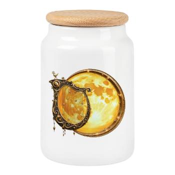 Goldene Mondharfe - Keksdose mit Holzdeckel - Weiß - Vorne