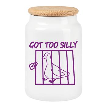 Got Too Silly Pigeon Cage - Cookie Jar with Wooden Lid - white - Front
