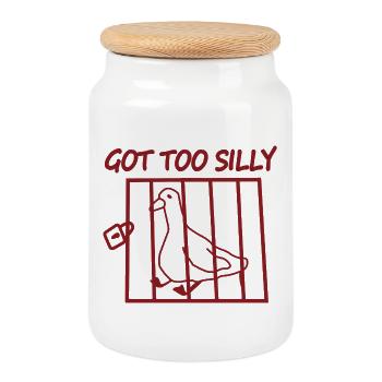 La colombe en cage est devenue trop ridicule - Boîte à biscuits avec couvercle en bois - blanc - Devant