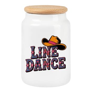 Line Dance Cowboyhut - Keksdose mit Holzdeckel - Weiß - Vorne