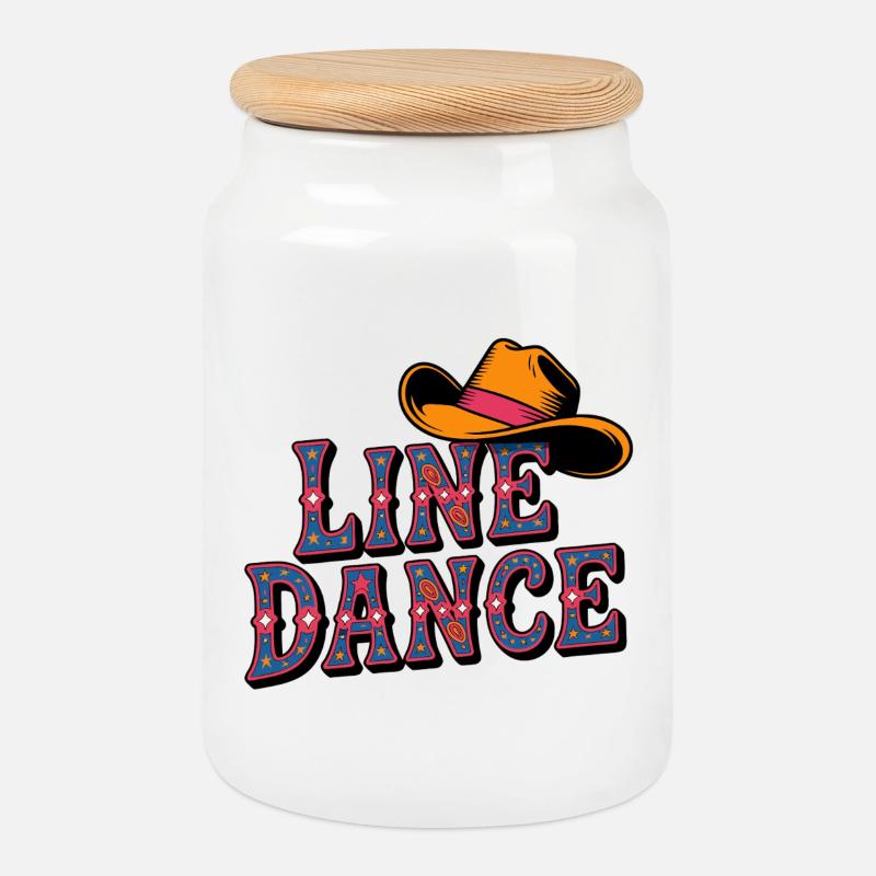 Line Dance Cowboyhut - Keksdose mit Holzdeckel - Weiß