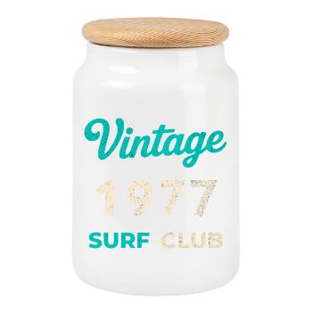 Vintage 1977 Surf Club Retro Geburtsjahr Geschenk - Keksdose mit Holzdeckel - Weiß - Vorne