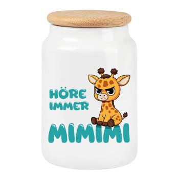 Ich Höre Immer Nur Ein Mimimi Giraffe - Keksdose mit Holzdeckel - Weiß - Vorne
