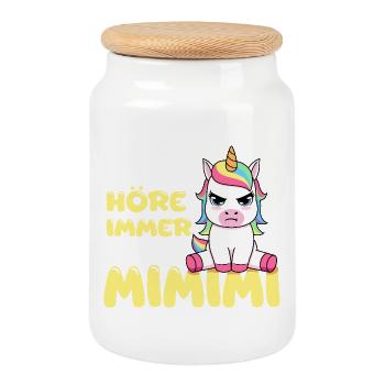 Ich Höre Immer Nur Ein Mimimi Einhorn - Keksdose mit Holzdeckel - Weiß - Vorne