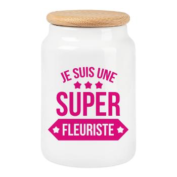 Je suis une super fleuriste humour femme - Boîte à biscuits avec couvercle en bois - blanc - Devant