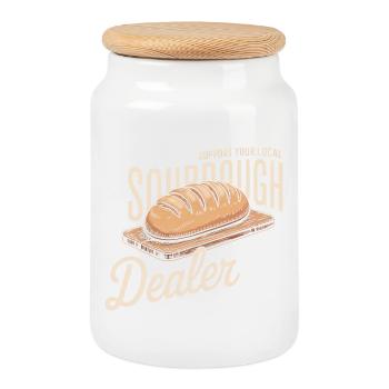 Logo local du marchand au levain - Boîte à biscuits avec couvercle en bois - blanc - Devant