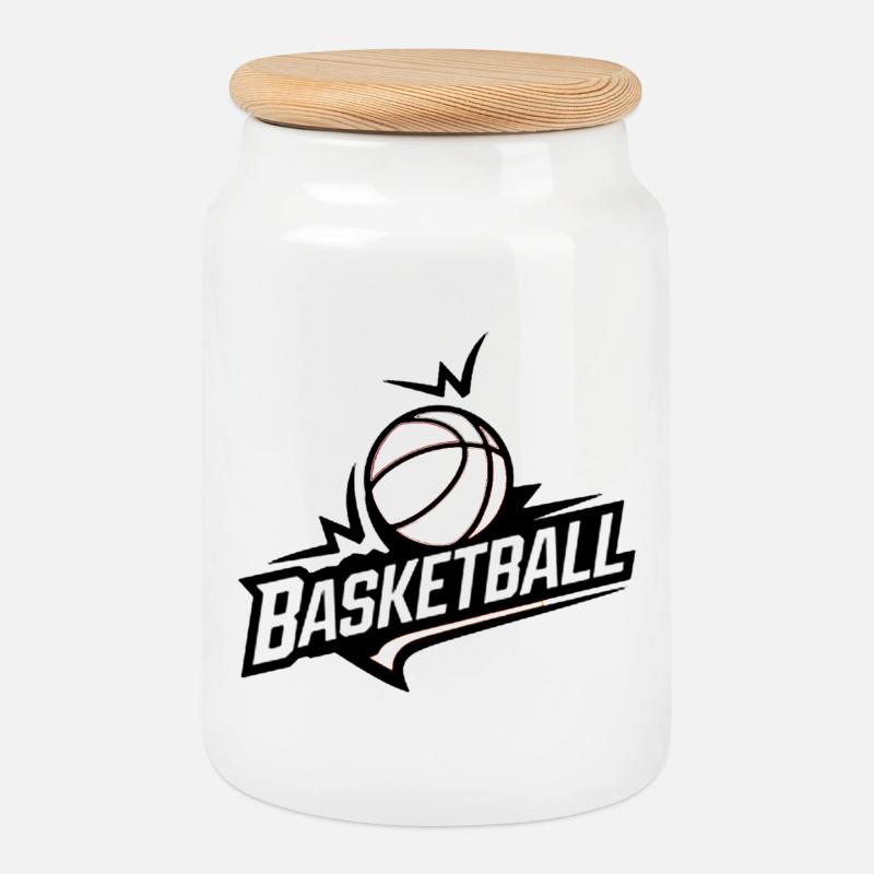 j'peux pas j'ai backetball - Boîte à biscuits avec couvercle en bois - blanc