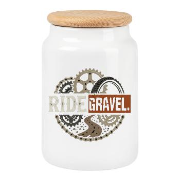 Vélo de gravier Bikepacking tout-terrain - Boîte à biscuits avec couvercle en bois - blanc - Devant