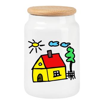 Constructeurs de maisons de rêve de la maison de la cabane - Boîte à biscuits avec couvercle en bois - blanc - Devant