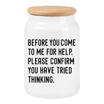 humor - Cookie Jar with Wooden Lid - white - Front