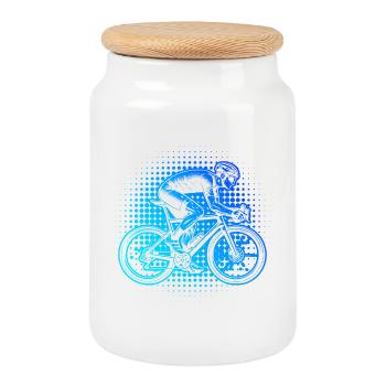 Geschenkidee für einen Roadbike mit Roadbike - Keksdose mit Holzdeckel - Weiß - Vorne