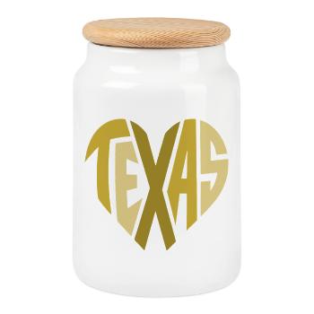 Texas Heart Typography - Cookie Jar with Wooden Lid - white - Front