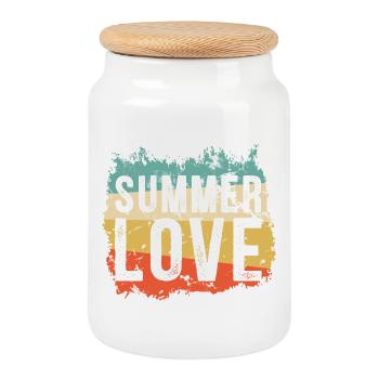Summer Love in Retro Grunge - Cookie Jar with Wooden Lid - white - Front