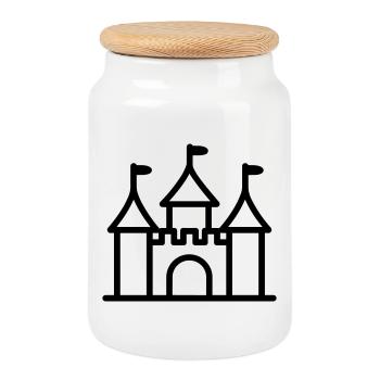 castle - Cookie Jar with Wooden Lid - white - Front