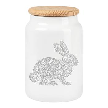 Hare - Cookie Jar with Wooden Lid - white - Front