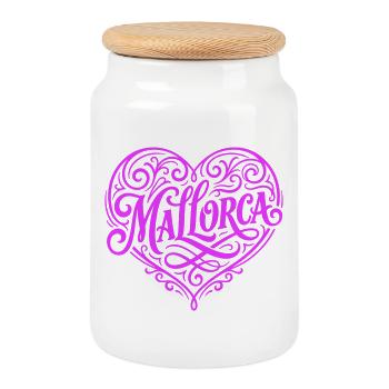 Mallorca Herz Liebe - Keksdose mit Holzdeckel - Weiß - Vorne
