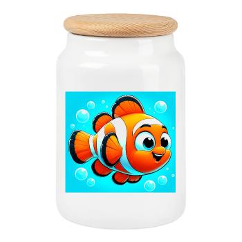 Clownfish - Cookie Jar with Wooden Lid - white - Front