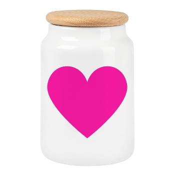 Style rétro rose néon Heart - Boîte à biscuits avec couvercle en bois - blanc - Devant