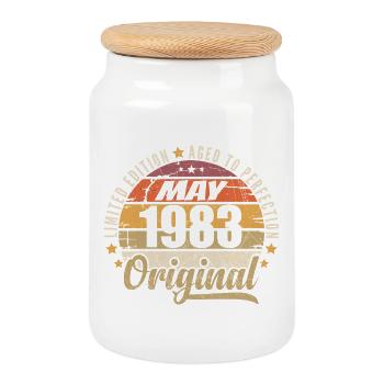 Vintage Design May 1983 Limited Edition May 1983 - Cookie Jar with Wooden Lid - white - Front