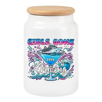 Girls Gone Cruising Family Vacation Trip Cruising - Cookie Jar with Wooden Lid - white - Front