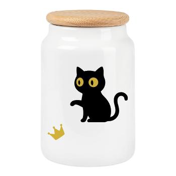 Cute cat design for cat lovers - Cookie Jar with Wooden Lid - white - Front