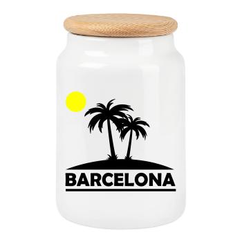 Barcelona Strand  - Keksdose mit Holzdeckel - Weiß - Vorne